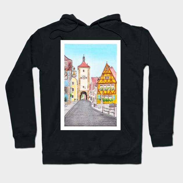 Rothenburg ob der Tauber, Germany Hoodie by NorrskenArt